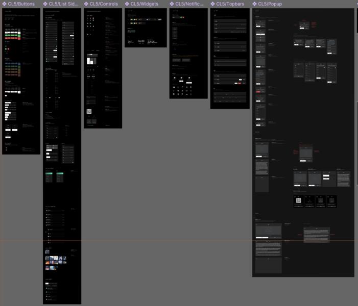 Rebuilt Meizu components in the Figma library across Buttons, Lists, Controls, Widgets, Notifications, Topbars, Popup