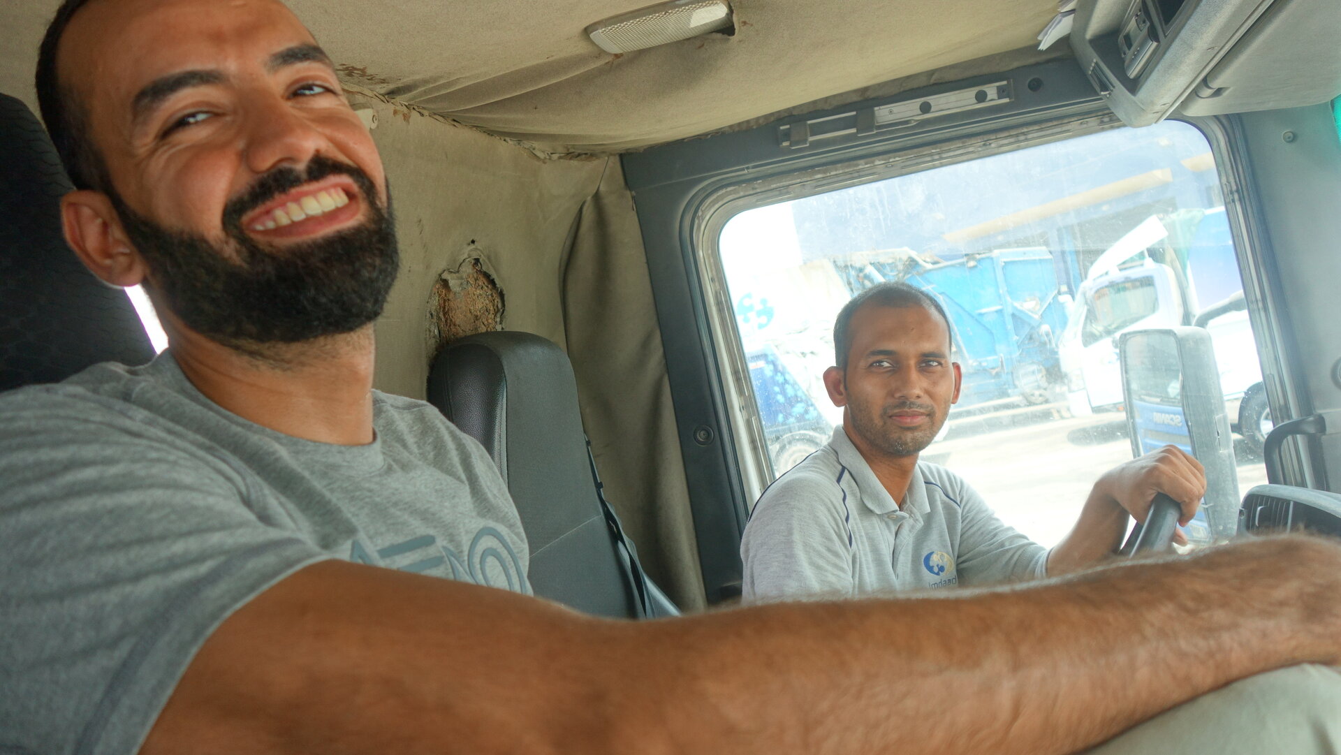 Inside the Scania cab with driver during field research